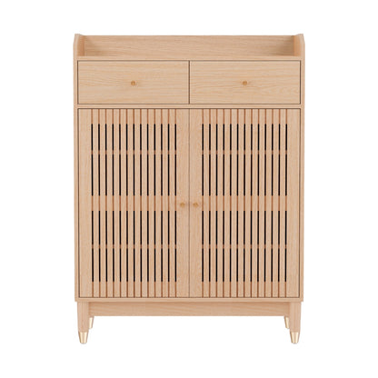 Shoe Rack Cabinet 4-Tier 16 Pairs Pine