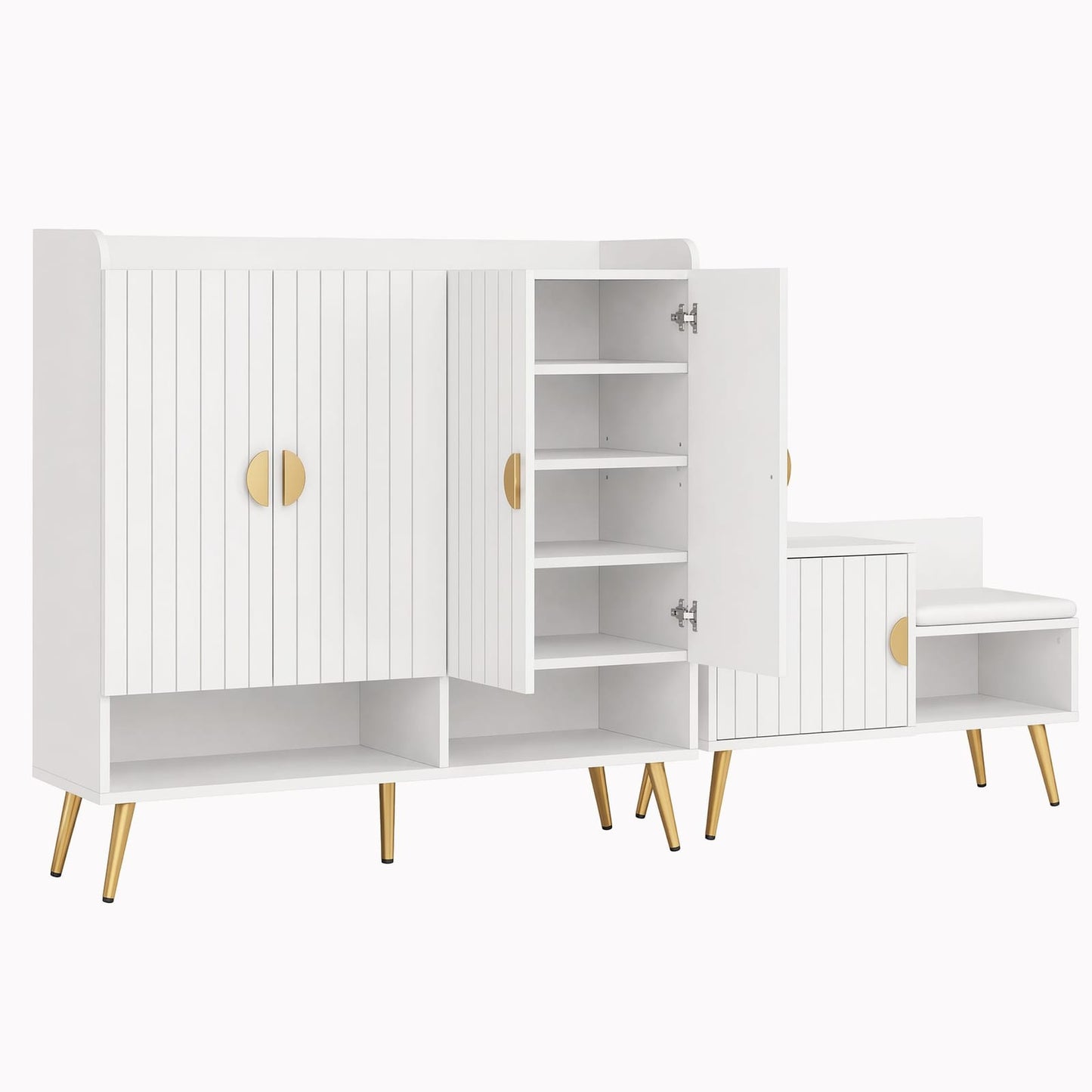 Shoe Cabinet Bench White 120x36x96.5cm