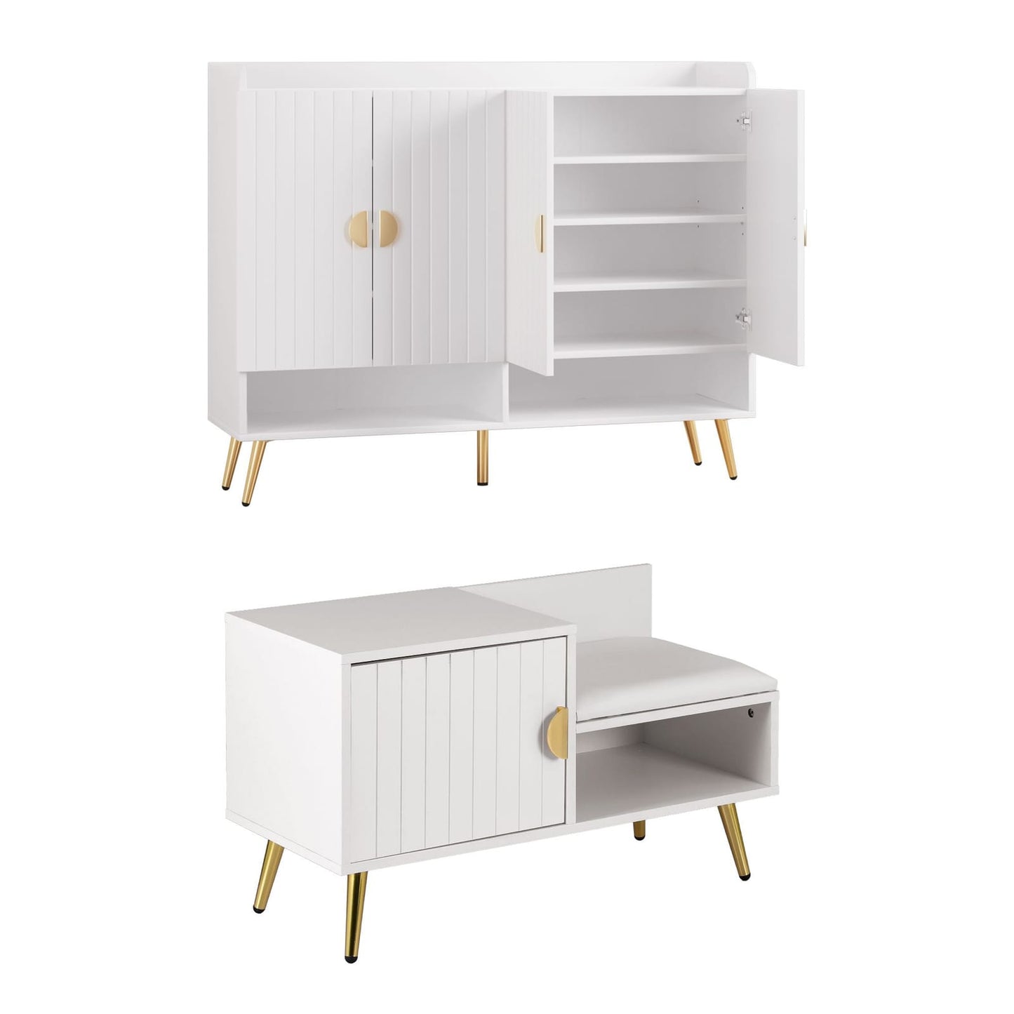 Shoe Cabinet Bench White 120x36x96.5cm