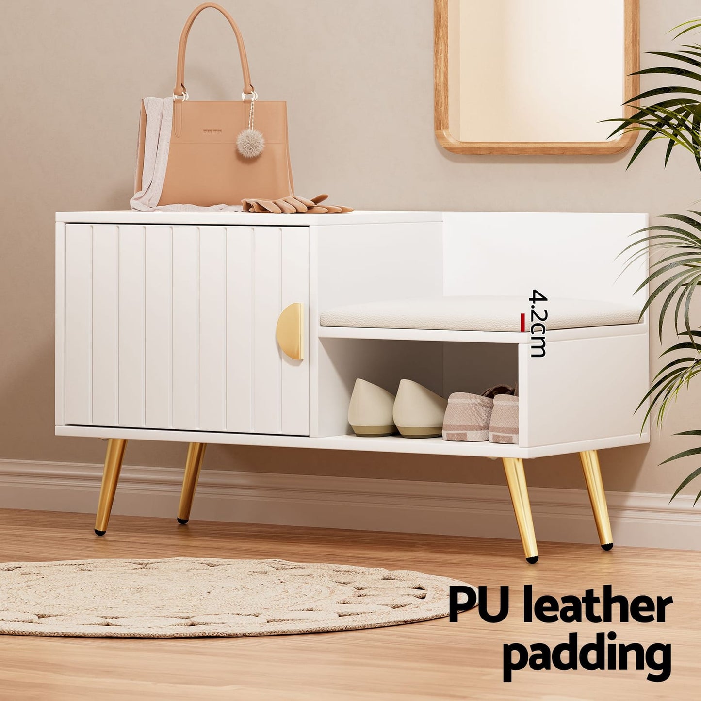 Shoe Cabinet Bench White 120x36x96.5cm