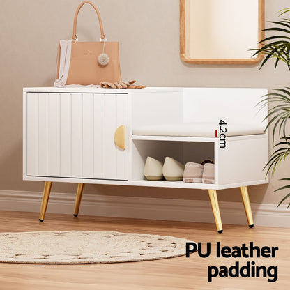 Shoe Cabinet Bench White 120x36x96.5cm