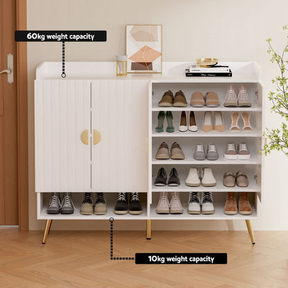 Shoe Cabinet Bench White 120x36x96.5cm