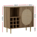 Rattan Buffet Sideboard with Wine Rack for Kitchen Storage