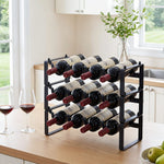 Metal Wine Rack 12 Bottle Freestanding Black | HomeAndLiving