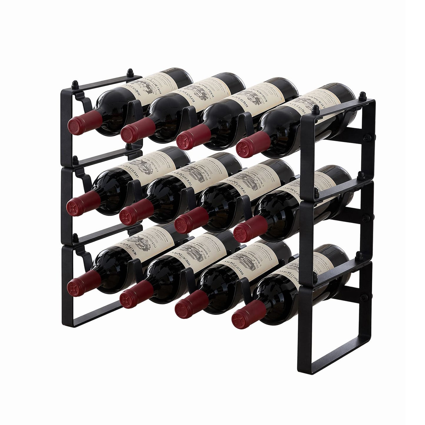 Metal Wine Rack 12 Bottle Freestanding Black | HomeAndLiving - 2