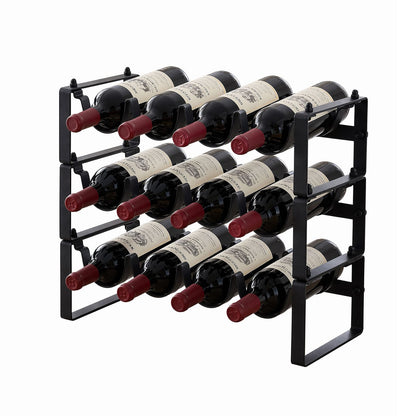 Metal Wine Rack 12 Bottle Freestanding Black | HomeAndLiving - 2
