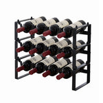 Metal Wine Rack 12 Bottle Freestanding Black | HomeAndLiving
