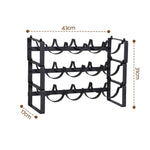 Metal Wine Rack 12 Bottle Freestanding Black | HomeAndLiving