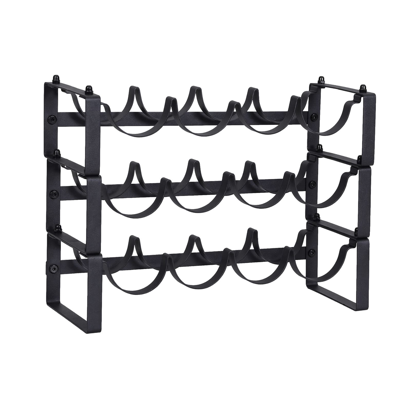 Metal Wine Rack 12 Bottle Freestanding Black | HomeAndLiving - 4