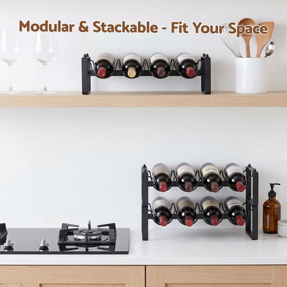 Metal Wine Rack 12 Bottle Freestanding Black | HomeAndLiving - 5
