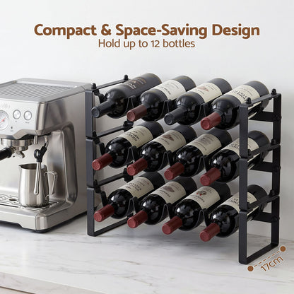 Metal Wine Rack 12 Bottle Freestanding Black | HomeAndLiving - 6
