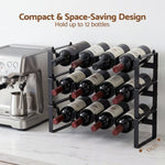 Metal Wine Rack 12 Bottle Freestanding Black | HomeAndLiving