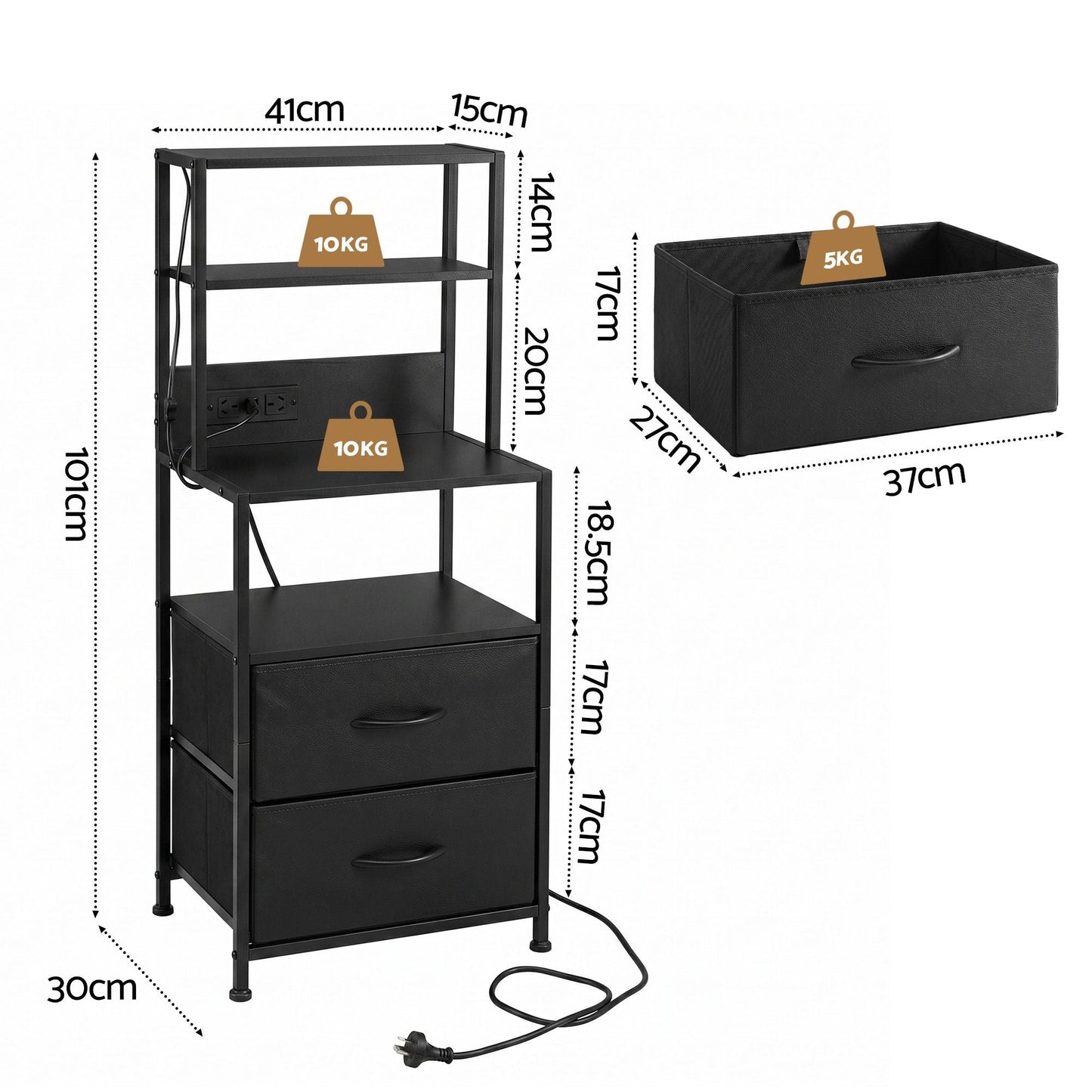 Bedside Table Charging Station LED Nightstand | Home & Living - 3
