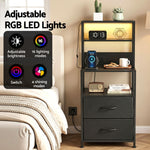 Bedside Table Charging Station LED Nightstand | Home & Living