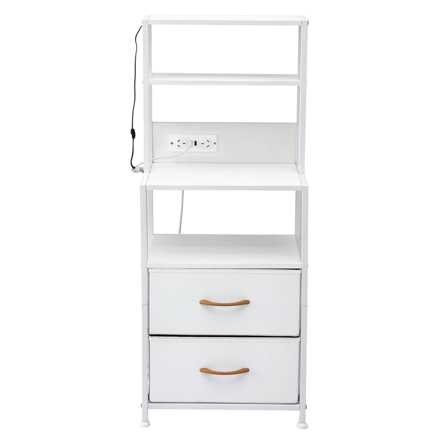 Bedside Table Nightstand Charging Station Drawers LED | Home & Living - 4