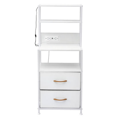 Bedside Table Nightstand Charging Station Drawers LED | Home & Living - 4
