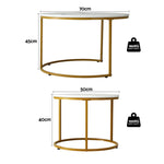 Marble Effect Nesting Coffee Tables Round White Gold | HomeA