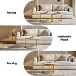Marble Effect Nesting Coffee Tables Round White Gold | HomeA