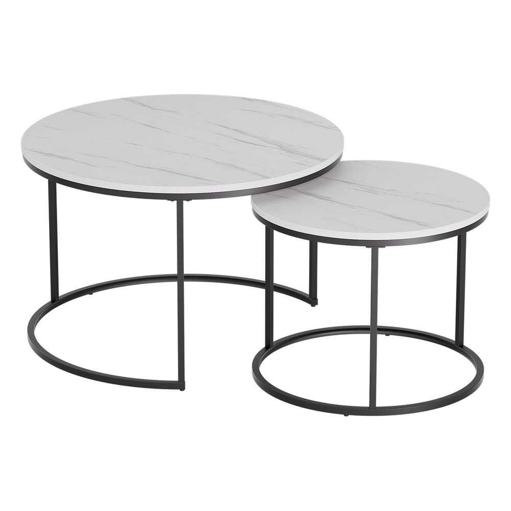 Marble Coffee Table Set Compact 70x70x45cm