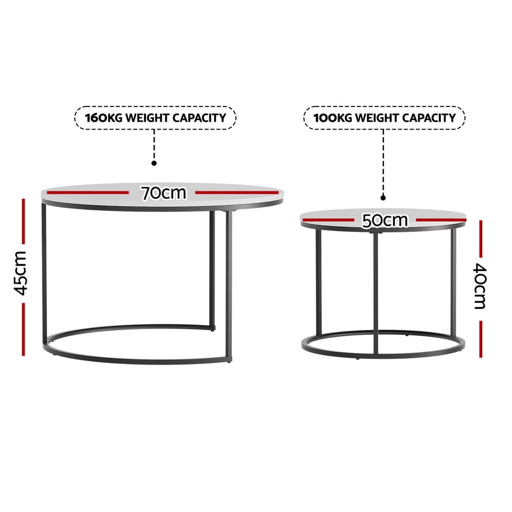 Marble Coffee Table Set Compact 70x70x45cm