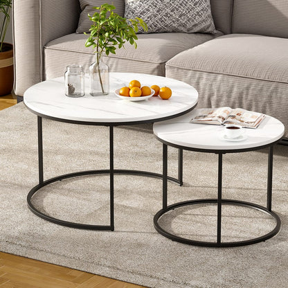 Marble Coffee Table Set Compact 70x70x45cm