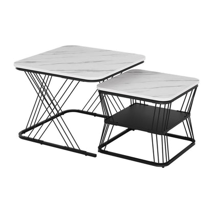 Marble Coffee Table Set Compact 60x60x44cm