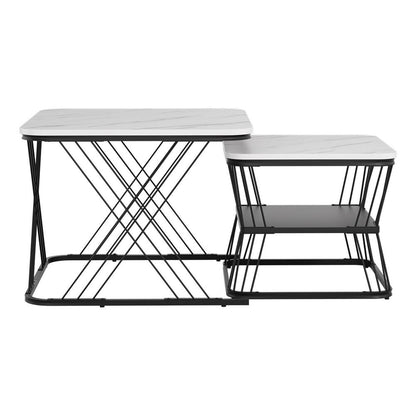 Marble Coffee Table Set Compact 60x60x44cm