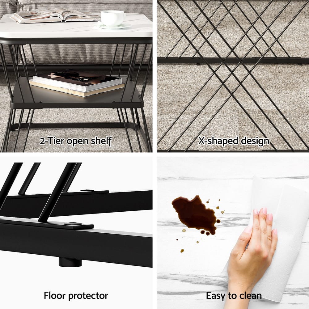 Marble Coffee Table Set Compact 60x60x44cm