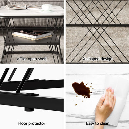 Marble Coffee Table Set Compact 60x60x44cm