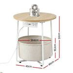 Round Side Table Charging Station Storage Basket | Home & Living