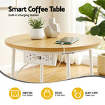 Round Side Table Charging Station Storage Basket | Home & Living