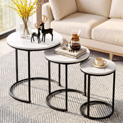 Round Marble Coffee Table Set 50x59cm
