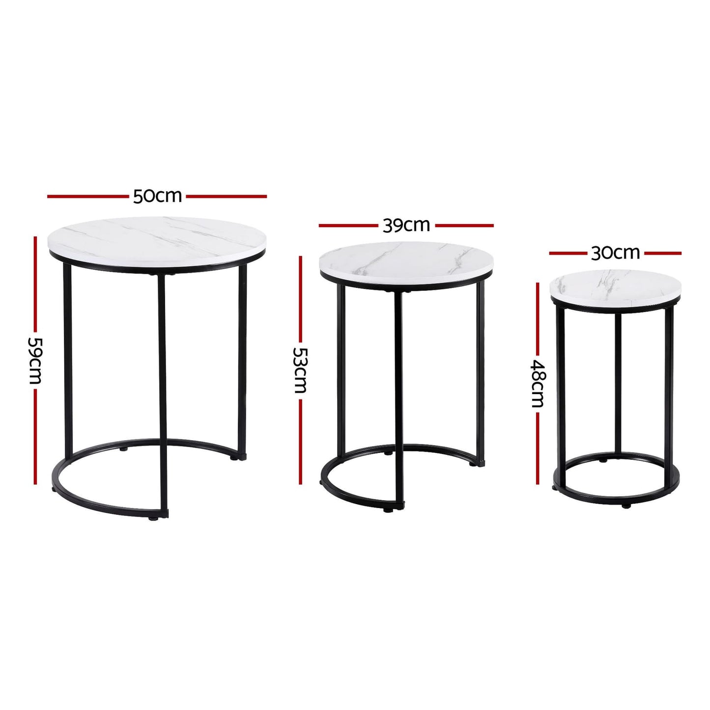 Round Marble Coffee Table Set 50x59cm