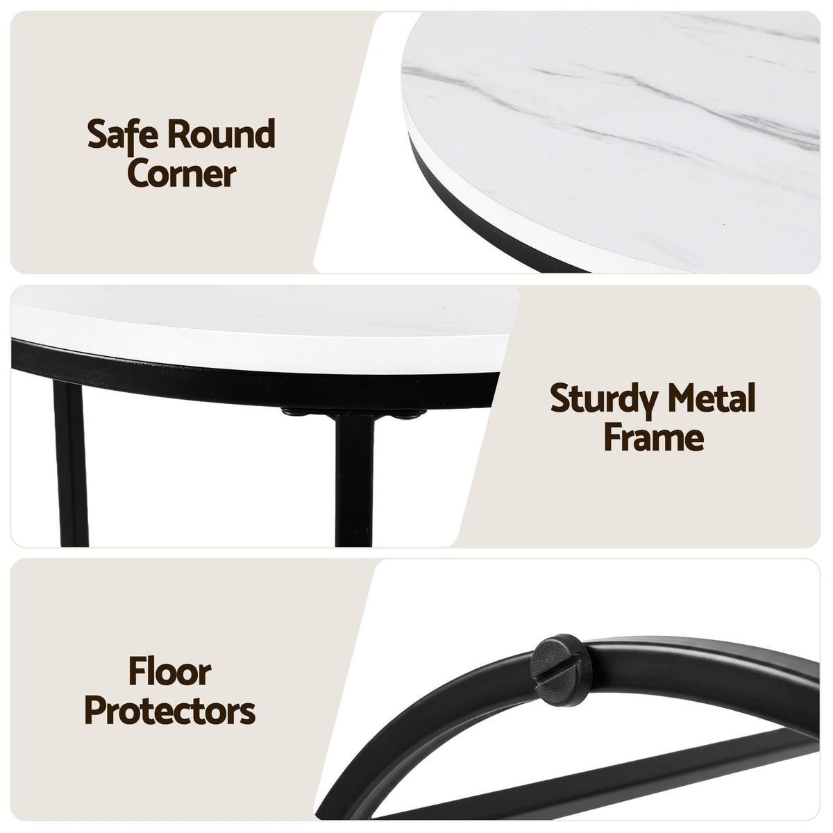 Round Marble Coffee Table Set 50x59cm