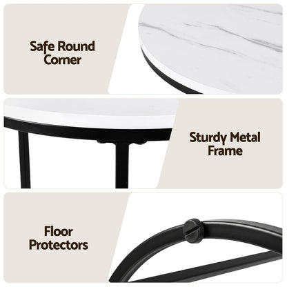 Round Marble Coffee Table Set 50x59cm