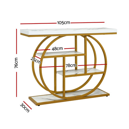 Marble Effect Console Table 4 Tier White Gold | Home & Living - 3