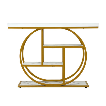 Marble Effect Console Table 4 Tier White Gold | Home & Living - 4