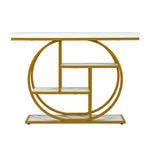 Marble Effect Console Table 4 Tier White Gold | Home & Living