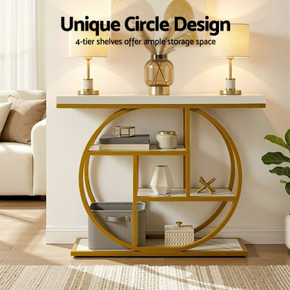 Marble Effect Console Table 4 Tier White Gold | Home & Living - 6