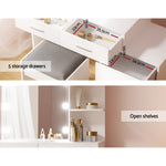 Stylish White Dressing Table Set with LED