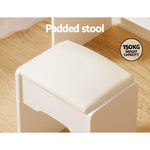 Dressing Table Set Stool Led White Doria