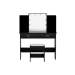Dressing Table Set Stool 10 Led Bulbs Black Dulcea