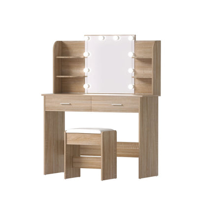 Dressing Table Set Natural Wood 108x40x135cm