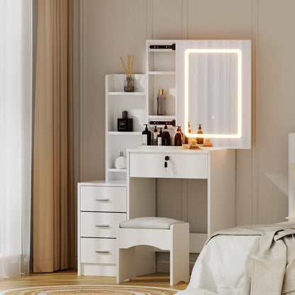 Dressing Table Vanity Set White 80x36x131cm