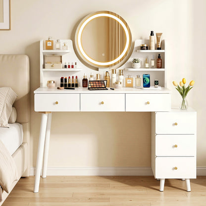 LED Vanity Dressing Table Charging Station White | HomeAndLiving