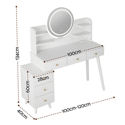 LED Vanity Dressing Table Charging Station White | HomeAndLiving