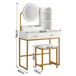 Vanity Dressing Table Set LED Mirror Stool White | HomeAndLiving