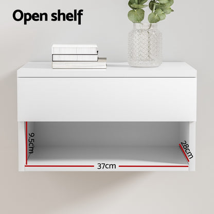 Floating Bedside Table Nightstand Drawer White