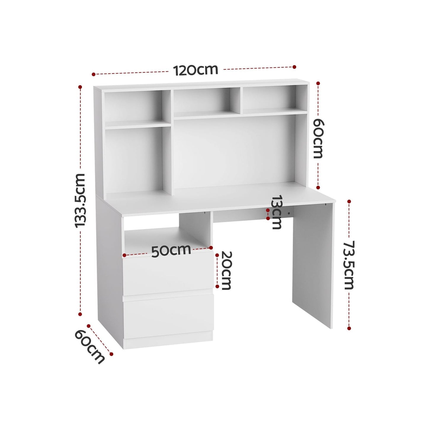 Computer Desk White Office Table 120x60x133.5cm