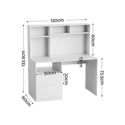Computer Desk White Office Table 120x60x133.5cm